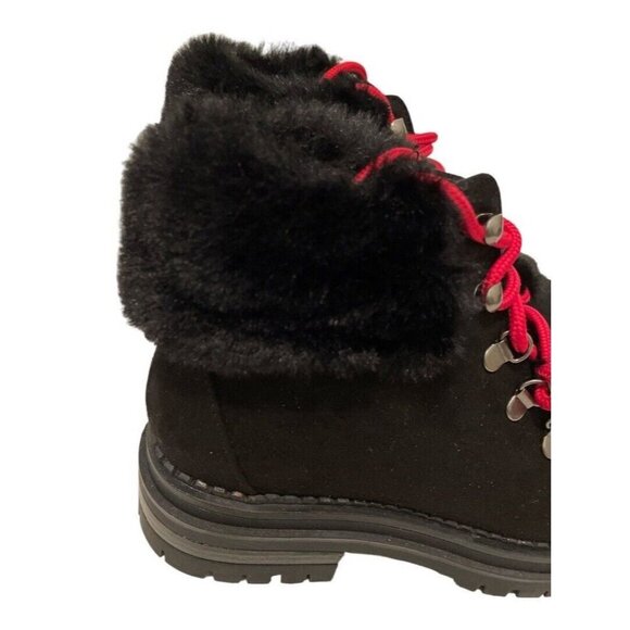 Sugar Womens Rolls Fuzzy Lug Sole Hiker Boots Size 7M Red Laces - Picture 10 of 16